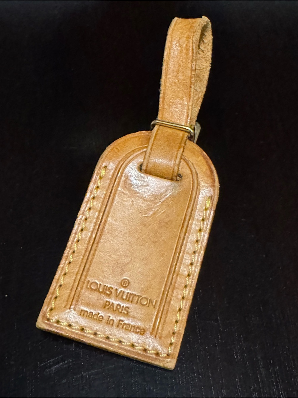Authentic LV Louis Vuitton Small Leather Luggage Tag